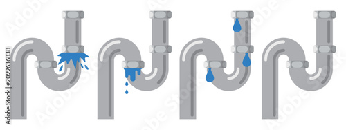 Comparison of plumbing pipe water leakage levels illustration