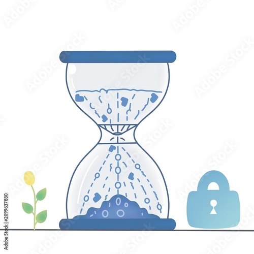 Cybersecurity Hourglass Representing Secure Data Over Time