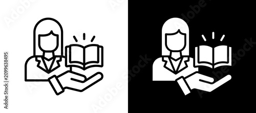 Cuadro en lienzo Teacher Support whiteblack icon