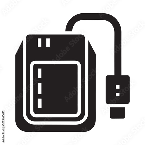 Obraz na plátně SD card reader with indicator light icon vector illustration