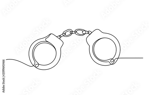 Continuous single line drawing of handcuffs