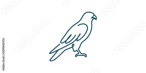 Minimalist continuous line drawing of a majestic falcon or eagle.