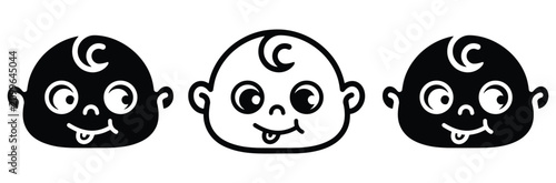 Bild auf Leinwand Cute baby face icon set
