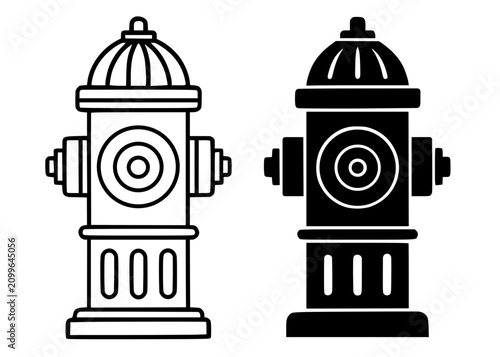 Foto Minimalist fire hydrant icon in outline and silhouette design