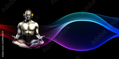Obraz na plátně Sound Frequency Healing Therapy Digital Visualization