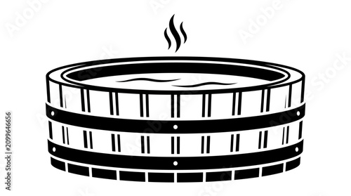 Tableau sur toile Wooden Hot Tub Vector Illustration