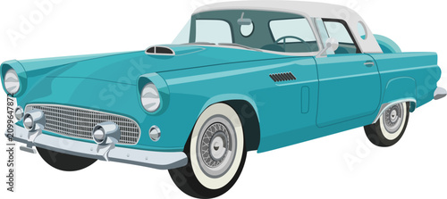 Schilderij op canvas Vintage teal classic car