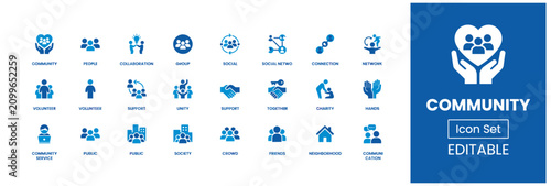 Konstfotografi Community and social engagement icon set for collaborative projects and human co