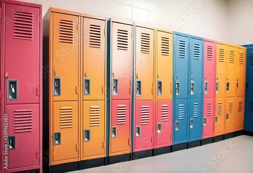 Colorful school lockers in ...