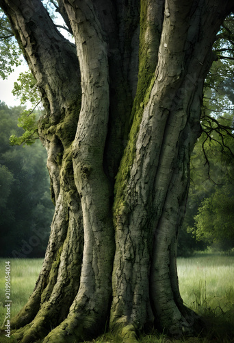 Ancient tree trunk with tex...