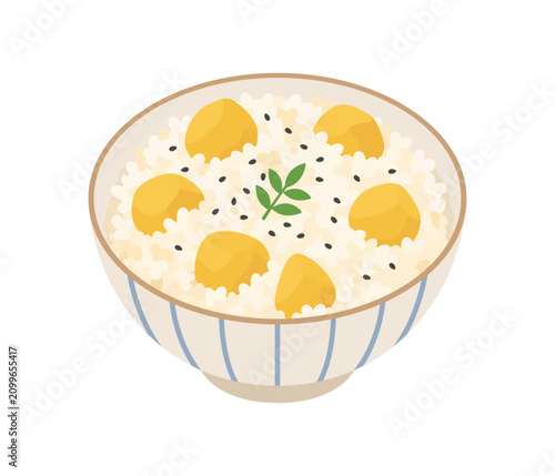 栗ご飯,フラットイラスト