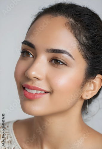 Smiling young woman with na...