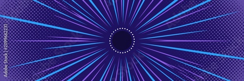 Abstract comic book style background with radial speed lines and halftone dots
