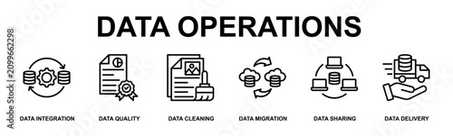 Foto Data Operations Banner Web Outline Icon Vector Illustration Concept for Technolo