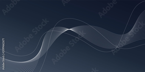 Dark Executive navy abstract background. Futuristic technology lines background with line stripe wavy light effect