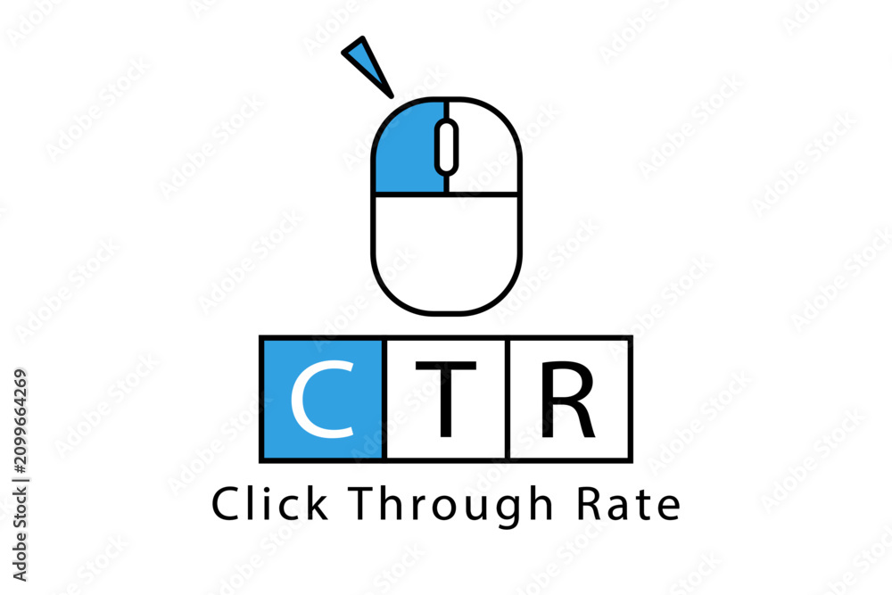 Fototapeta premium クリック率を表すCTRを説明する際に見出しやアイキャッチとして使えるイラスト