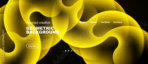 Canvas Print Bright yellow abstract shapes dominate dark background