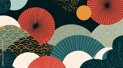 Minimal AAPI Heritage Month Background with Abstract Asian and Pacific Inspired Patterns