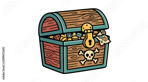 Φωτογραφία Treasure Chest Full of Gold Coins and Jewels, Pirate Symbol