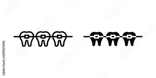 фотографія Teeth with braces icon editable graphic bundle