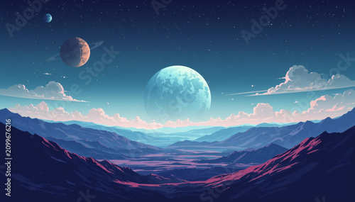 Abstract Fantasy sci fi space on distant planet 
