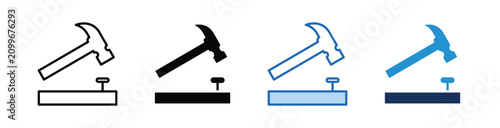 Hammer Nail  Icon Collection With Multiple Styles