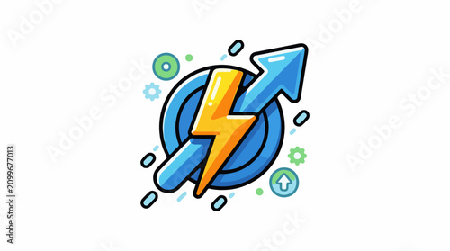 Dynamic growth symbol with lightning bolt and upward arrow