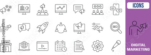 Fotografía Digital marketing business vector icons