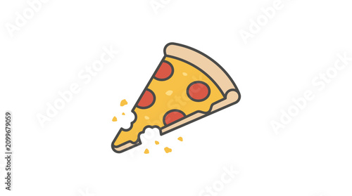 A single slice of pepperoni pizza with a bite taken out of it.