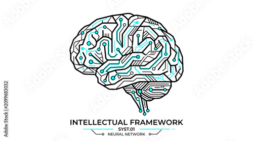 Digital Brain Network, Artificial Intelligence, Neural Network Concept