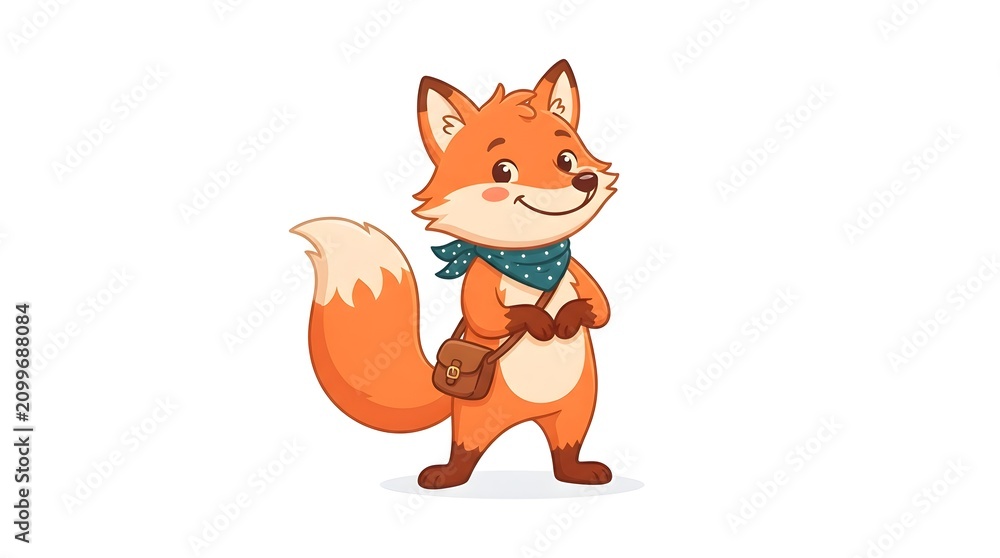 Fototapeta premium Horizontal Cute Cartoon Fox Character Original fox character suitable for branding, education, and children's content.