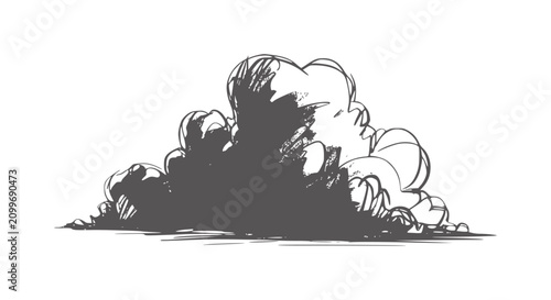Schilderij op canvas Black and white of a fluffy cumulus cloud monochrome