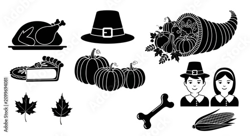 Pilgrims celebrate Thanksgiving with traditional food and symbols
