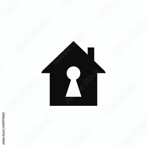 House silhouette with keyhole for home security