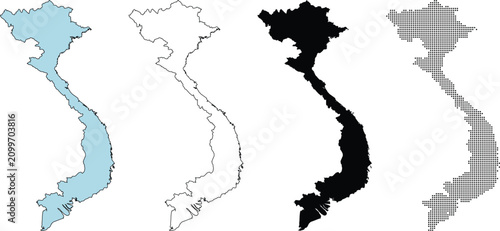 Vietnam Dot Map Silhouette Vector Geographic Outline Illustration