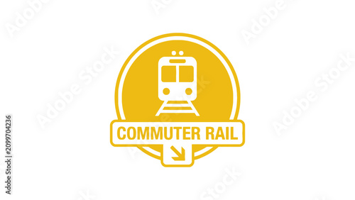 Commuter Rail Icon: Train Graphic Transport Symbol Yellow White