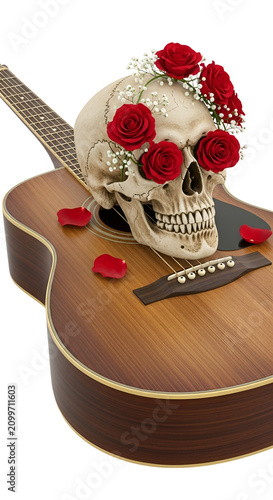 Skull With Roses Guitar Iso...