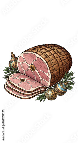Sliced Ham Roast With Rosem...