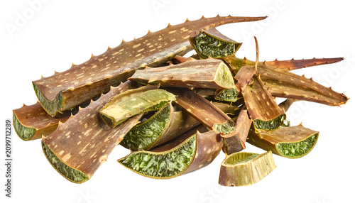 Sliced Aloe Vera Plant Pieces With Green Gel Isolated Transparent Background