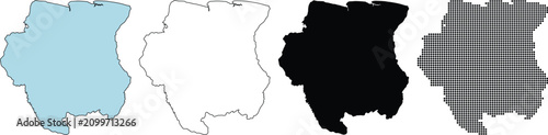 Foto Suriname Dot Map Icon Set in Multiple Color Variations