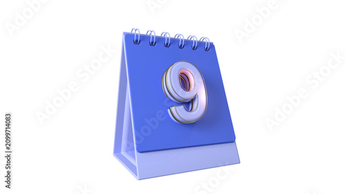 3D Calendar Date Numbers 9