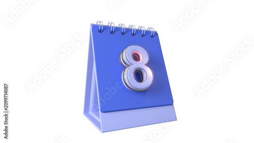 3D Calendar Date Numbers 8