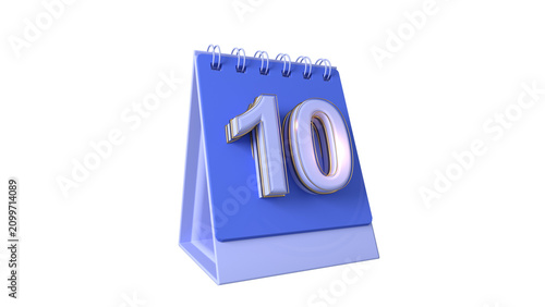 3D Calendar Date Numbers 10