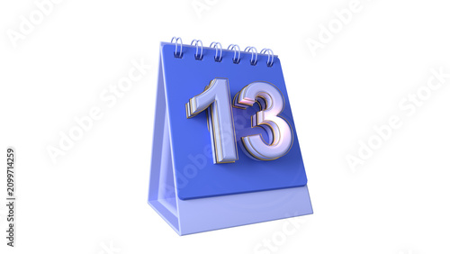 3D Calendar Date Numbers 13