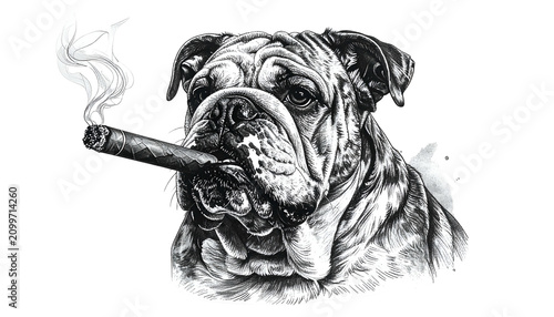 Smoking Bulldog Illustratio...