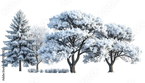 Snowy Winter Trees and Bush...