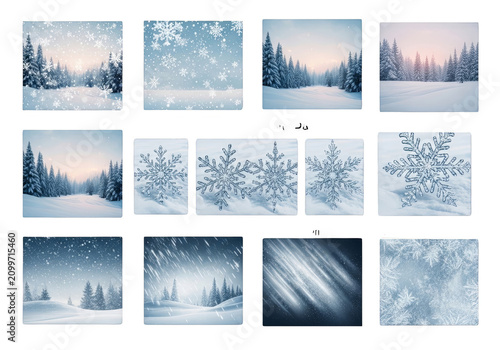 Soft Snowfall Background with Winter Forest Landscape and Gentle Light