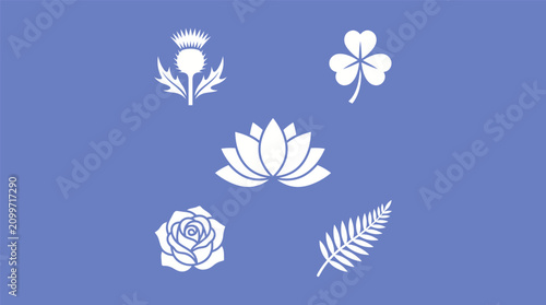 National Floral Emblem Icons Representing Iconic World Botanical Symbols