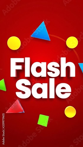 sale banner with glowing text and colorful shapes