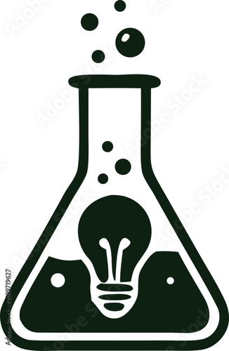 Laboratory Flask with Plant Vector Illustration Science Glass Chemical Container Icon for Innovation, Energy and Research Design